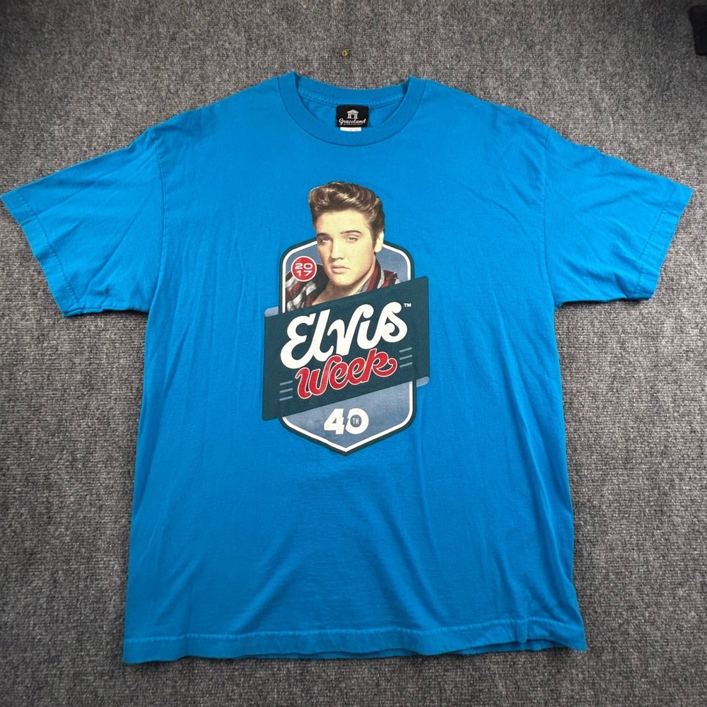 Elvis Presley Graceland Elvis Week 2017 40th Anniversary Blue T-Shirt Mens XL